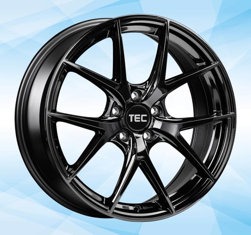 TEC Speedwheels Leichtmetallfelge mit Größenangaben an einem Fahrzeug