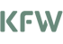 Graues KfW-Logo auf dunkelgrünem Hintergrund.