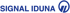 Blaues Signal Iduna Logo mit kreisförmigem Symbol.