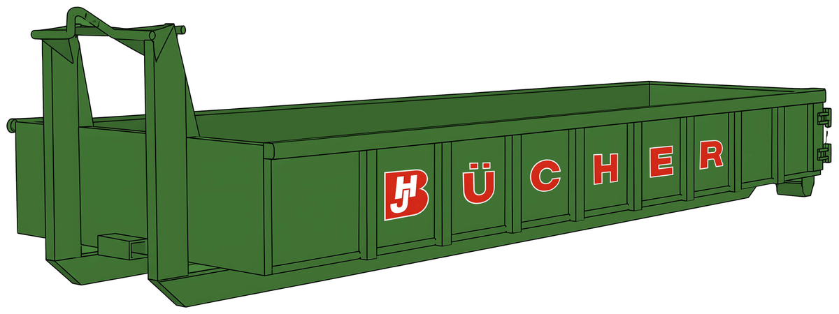 Grüner Abrollcontainer 10 m³ offen von Bücher Containerdienst