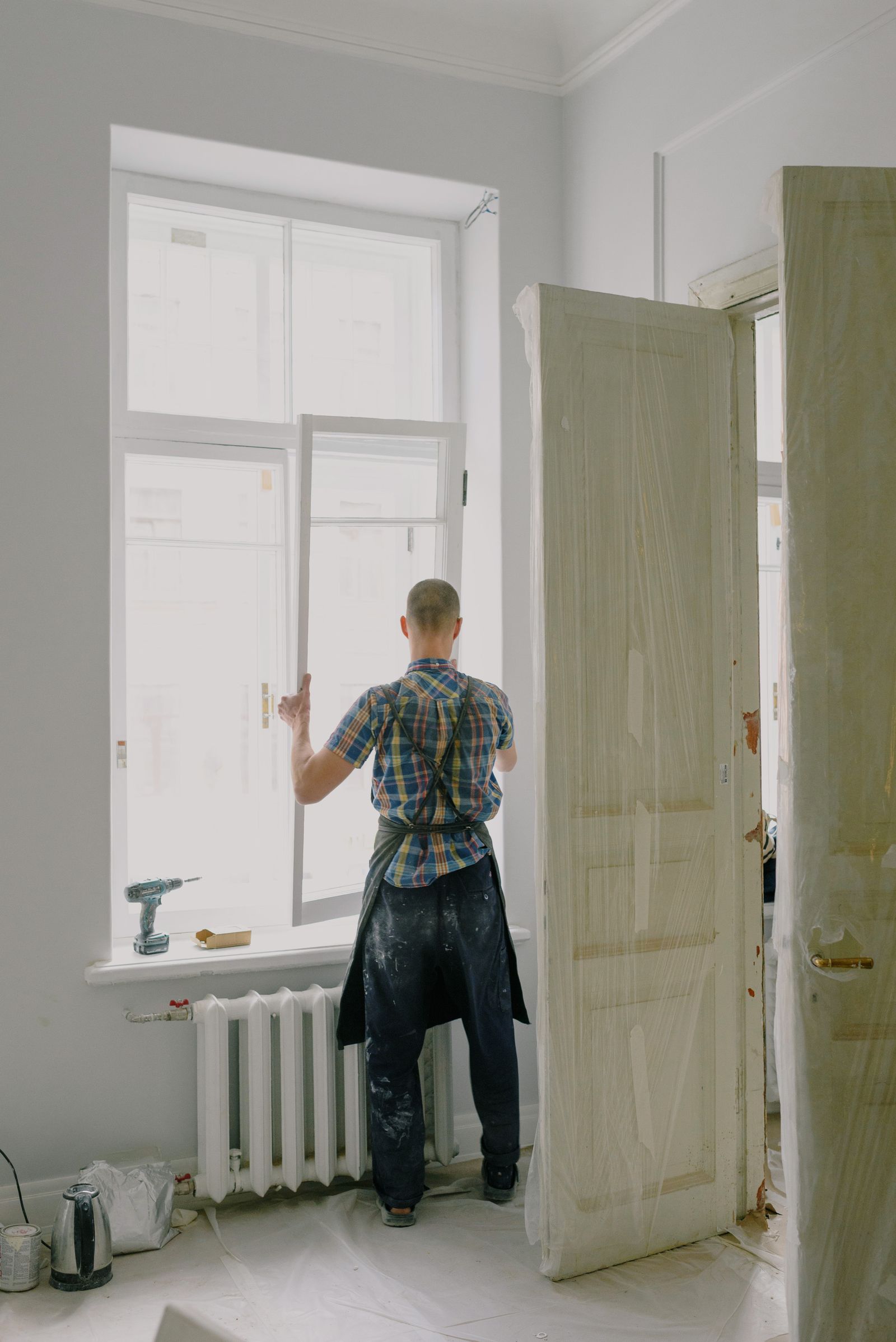 Prepared window opening ready for a new unit to be set and flashed