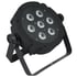 Black LED stage PAR light with seven clear bulbs mounted on a U-shaped bracket.