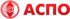 Logo mit rotem Kreis, der ein stilisiertes "a" in einem Diamanten zeigt, und dem roten Text "АСПО".