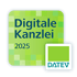 Logo "Digitale Kanzlei 2025" in Grün- und Blautönen, mit dem DATEV-Logo unten rechts.