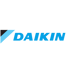 Daikin Logo, blauer Schriftzug mit hellblauem und schwarzem Dreieck auf der linken Seite.