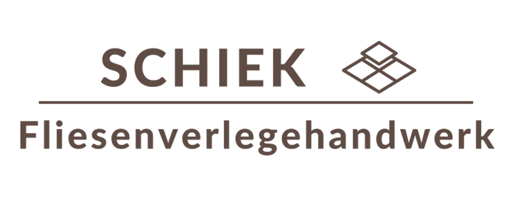 Schiek Fliesenverlegehandwerk Logo mit Fliesen-Symbol über dem Text.