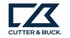 Dunkelblaues Cutter & Buck Logo mit stilisierten CB-Initialen über dem Markenschriftzug auf weißem Hintergrund.