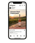 Smartphone mit Instagram-Werbung: "Sommer-Rosé Probierpaket", Roséflasche auf Holztisch in Weinberg bei Sonnenuntergang.