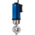 Ein Edelstahl-Absperrklappenventil mit blauem, zylindrischem Aktuator.