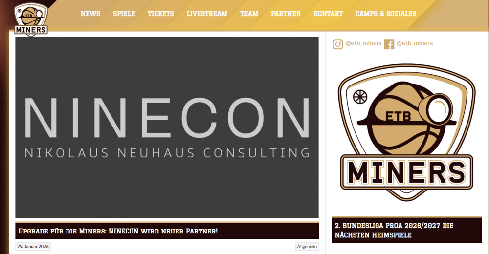 Upgrade für die Miners: NINECON wird neuer Partner!
