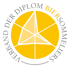 Logo des Verbands der Diplom Biersommeliers, ein gelber Kreis mit geometrischer Figur und Text.