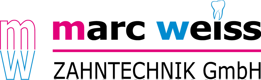 Logo von Marc Weiss Zahntechnik GmbH mit stilisiertem MW und Zahn-Symbol.