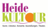 Heide KULTour-Logo: „Heide“ in Magenta, „KULTour“ in Hellgrün mit orangefarbenem „O“, darunter Wellenlinie.