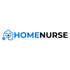 Blaues Logo mit einem stilisierten Haus und Pluszeichen, daneben die Wörter „HOME“ in Blau und „NURSE“ in Schwarz.