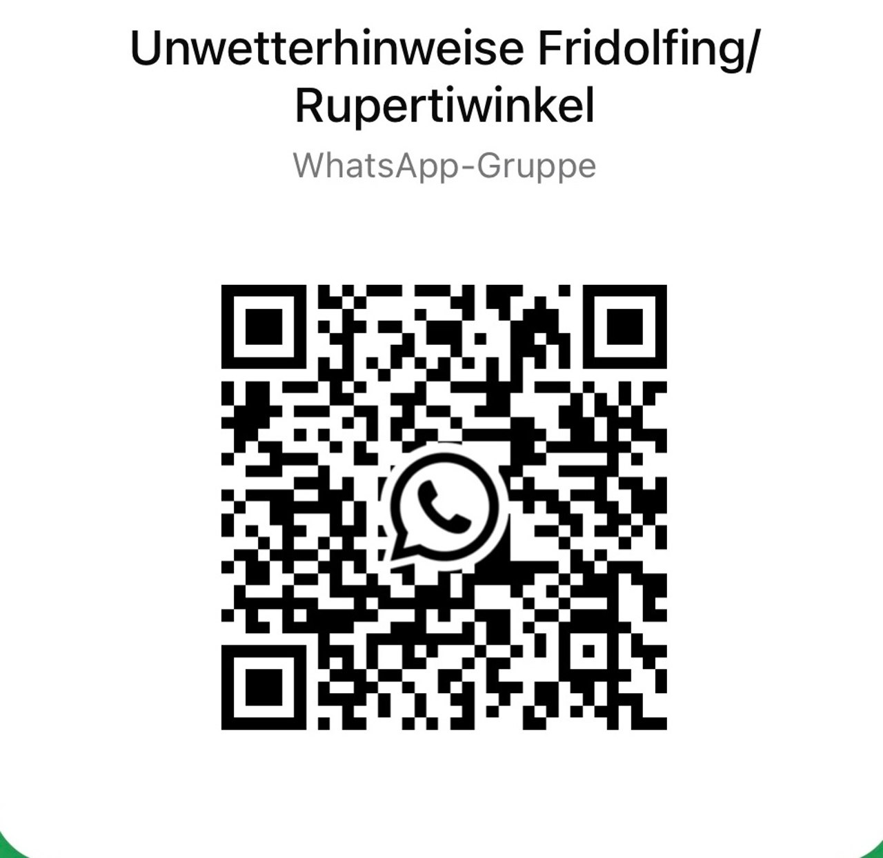 QR-Code WhatsApp-Gruppe Unwetterhinweise Fridolfing/Rupertiwinkel