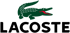 Grünes Krokodil-Logo mit roter Zunge über dem schwarzen Schriftzug "LACOSTE".