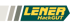Gelbes Lener HackGUT Logo auf dunkelgrünem Hintergrund mit drei grauen Schrägstreifen links.
