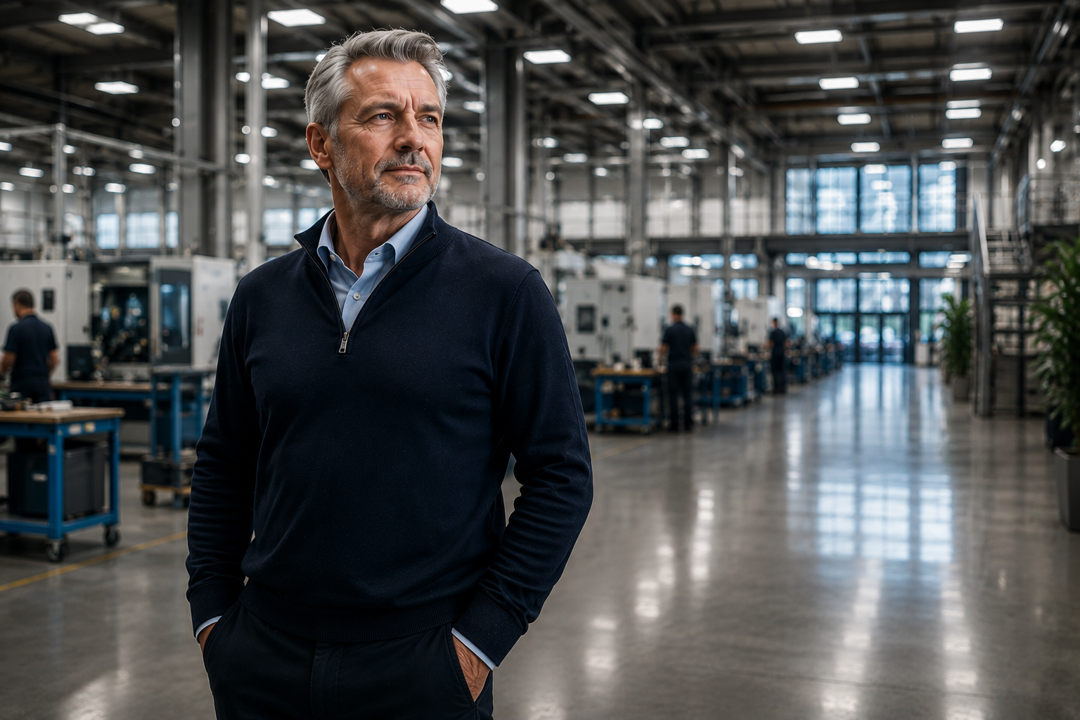 Inhaber eines mittelständischen Unternehmens im Gespräch