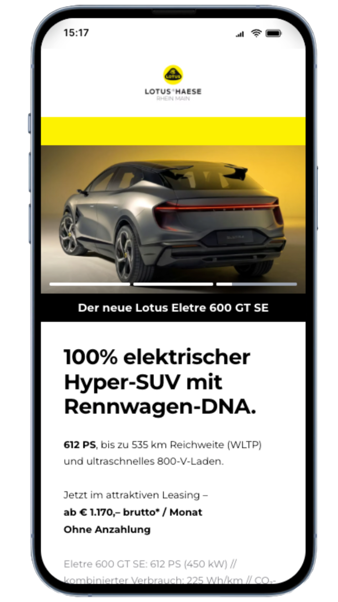 Lotus Haese – Performance-Kampagne – Eletre 600 GT SE – Social Media Ads