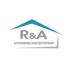 R&A Sonnenschutzsysteme Logo: Schwarzes Dachsymbol umschließt R&A und Sonnenschutzsysteme.