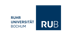 Logo der Ruhr-Universität Bochum mit "RUHR UNIVERSITÄT BOCHUM" in Weiß links und "RUB" in Weiß auf blauem Feld rechts.