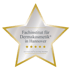 Silberner Stern mit goldener Umrandung, Aufschrift "Fachinstitut für Dermakosmetik® in Hannover" und vier goldenen Sternen.