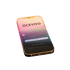 Smartphone mit Ocevoo-App-Anmeldebildschirm, dunkler Hintergrund, bunter Sonnenuntergangs-Header.