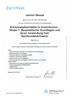Zertifikat von Jasmin Steube über die Weiterbildung "Schimmelpilzschäden in Innenräumen. - Modul 1: Baupraktische Grundlagen".