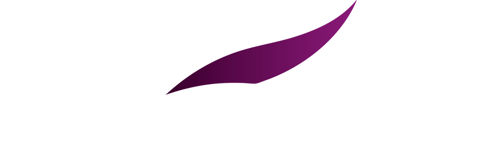 Cura Insurance Logo mit weißem Text und einem violetten, geschwungenen Symbol auf grünem Hintergrund.
