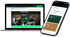 Laptop und Smartphone zeigen die Smart-Fino Web-App mit Finanzübersicht, Rentenbeginn-Analyse und Video-Interface.