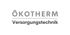 ÖKOTHERM Versorgungstechnik Logo in Grau auf dunkelgrünem Hintergrund.