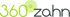 Logo mit dem Text "360°zahn", wobei "360" grün und "zahn" dunkelgrau ist; ein heller Kreis über dem Gradzeichen.