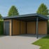 Flachdach-Carport mit integriertem Geräteraum – clevere Stauraumlösung für Ihr Zuhause in Krumbach.