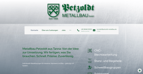 Webdesign-Referenz: Metallbau Petzoldt – Website für Metallbauer
