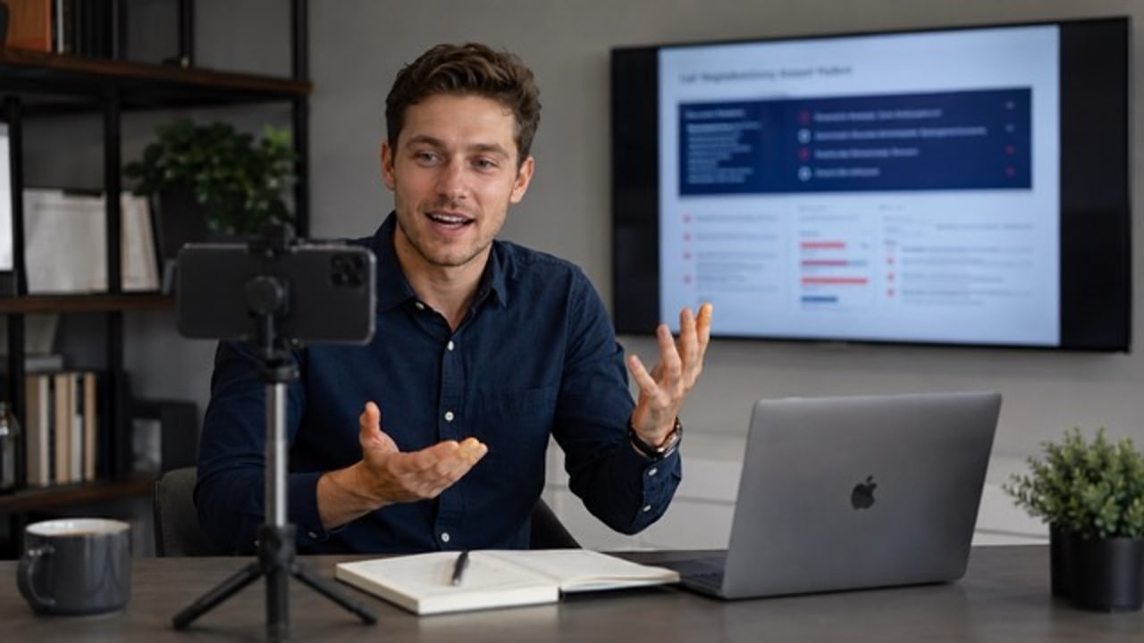 Tim Christopher Gasse gibt Feedback auf ein Übungsvideo
