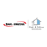 Logo von Baki & Söhne Renovierung mit einem blauen Haussymbol und roten Pfeilen auf schwarzem Hintergrund.