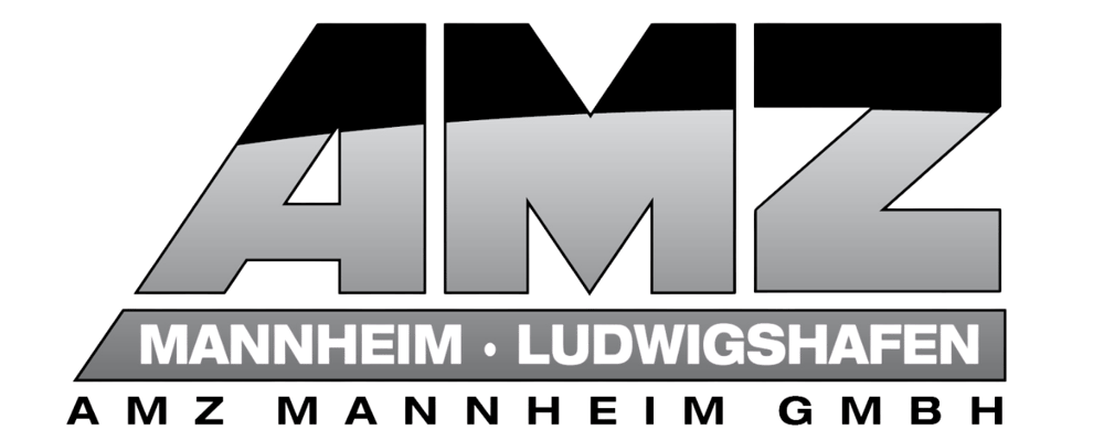 AMZ Logo mit Mannheim, Ludwigshafen und AMZ Mannheim GmbH Text.