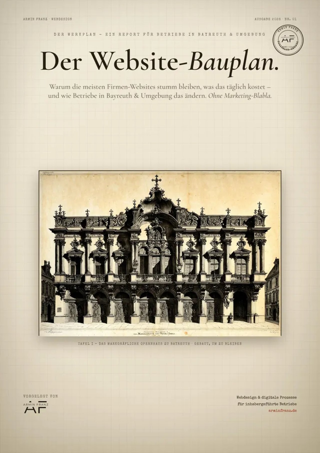 Titelseite des Reports „Der Website-Bauplan“ von Armin Franz