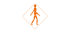 PODODOC GmbH Logo: Orangefarbene Figur geht in einem Rautenrahmen auf grünem Hintergrund.