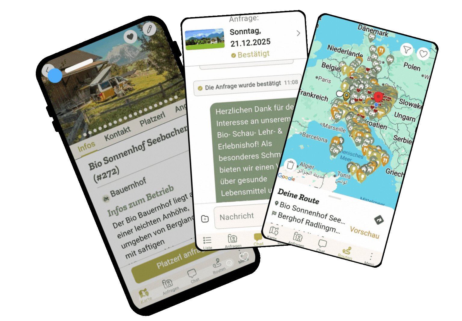 Handyansicht in der App von Schau aufs Land des Bio Sonnenhof Seebacher.