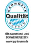 Blaues Gütesiegel „Geprüfte Qualität Bayern“ für Schweine und Schweinefleisch mit www.gq-bayern.de