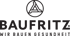 BAUFRITZ Logo mit einem stilisierten "A" in einem Kreis und dem Text "WIR BAUEN GESUNDHEIT".