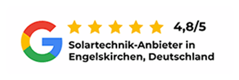 Google-Bewertung: 4,8/5 Sterne für Solartechnik-Anbieter in Engelskirchen, Deutschland.