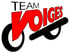 Logo von "Team Voiges". Es zeigt das Wort "VOIGES" in großen, roten, schrägen Großbuchstaben. Links unten am "V" ist ein schwarzer Kreis, der das Vorderrad eines Zweirades darstellt, und eine schwarze Linie mit Halbkreis am unteren Bereich erstreckt sich vom unteren rechten Teil des "V" nach rechts, bis ans Ende des Wortes, um den Auspuff und das Hinterrad eines Zweirades anzudeuten. Über dem roten "VOIGES" steht in kleineren, schmalen, schwarzen Großbuchstaben das Wort "TEAM". Das Logo hat einen weißen Hintergrund.