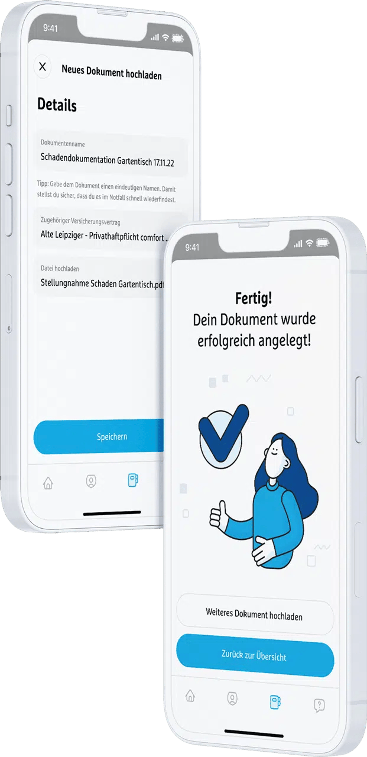 simplr App Oberfl&auml;che mit Vertrags&uuml;bersicht