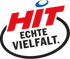 HIT-Logo mit rotem "HIT" und blauem Akzent, umrahmt von "ECHTE VIELFALT." in Schwarz.