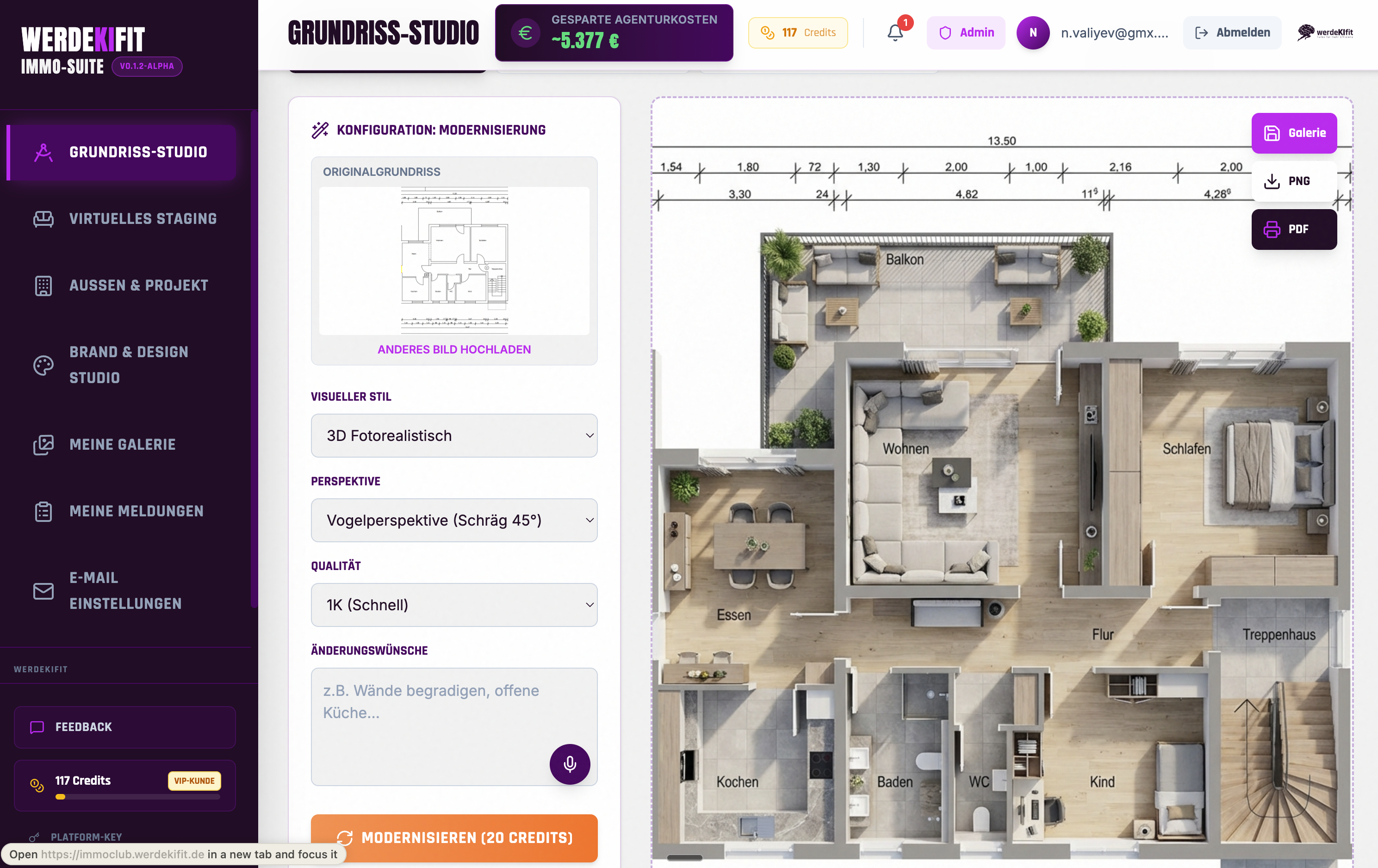 Grundriss-Studio: KI-Analyse und 3D-Visualisierung