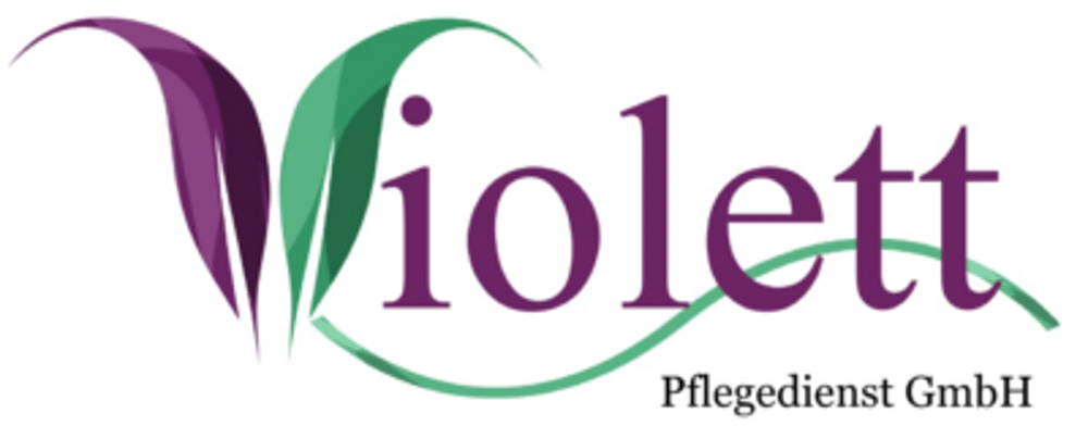Violett Pflegedienst GmbH Logo mit lila und grünen blattartigen Formen.