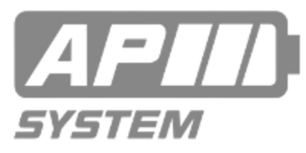 Graues Batteriesymbol mit dem Text „AP SYSTEM“. 