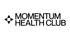 Schwarzes "MOMENTUM HEALTH CLUB"-Logo mit einem rautenförmigen Sternsymbol links.